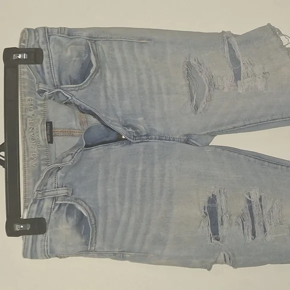 Very Distressed American Eagle Outfitters Light Blue Denim Jeans - Picture 2 of 4